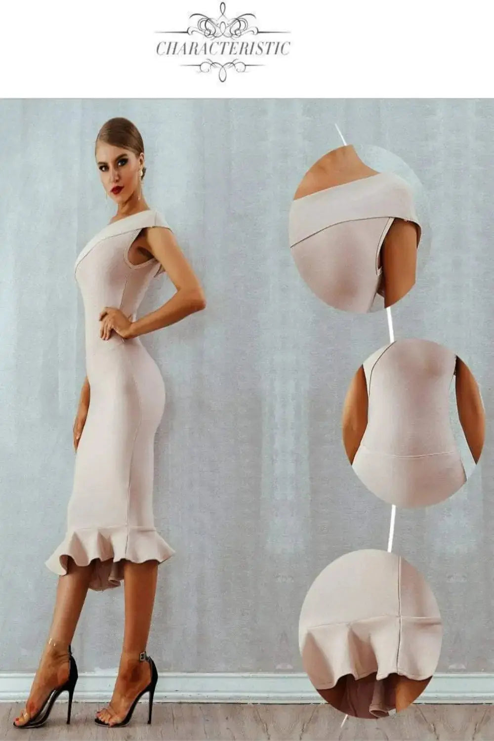 Midnight in London Off Shoulder Bodycon Dress GLR SHOPPING