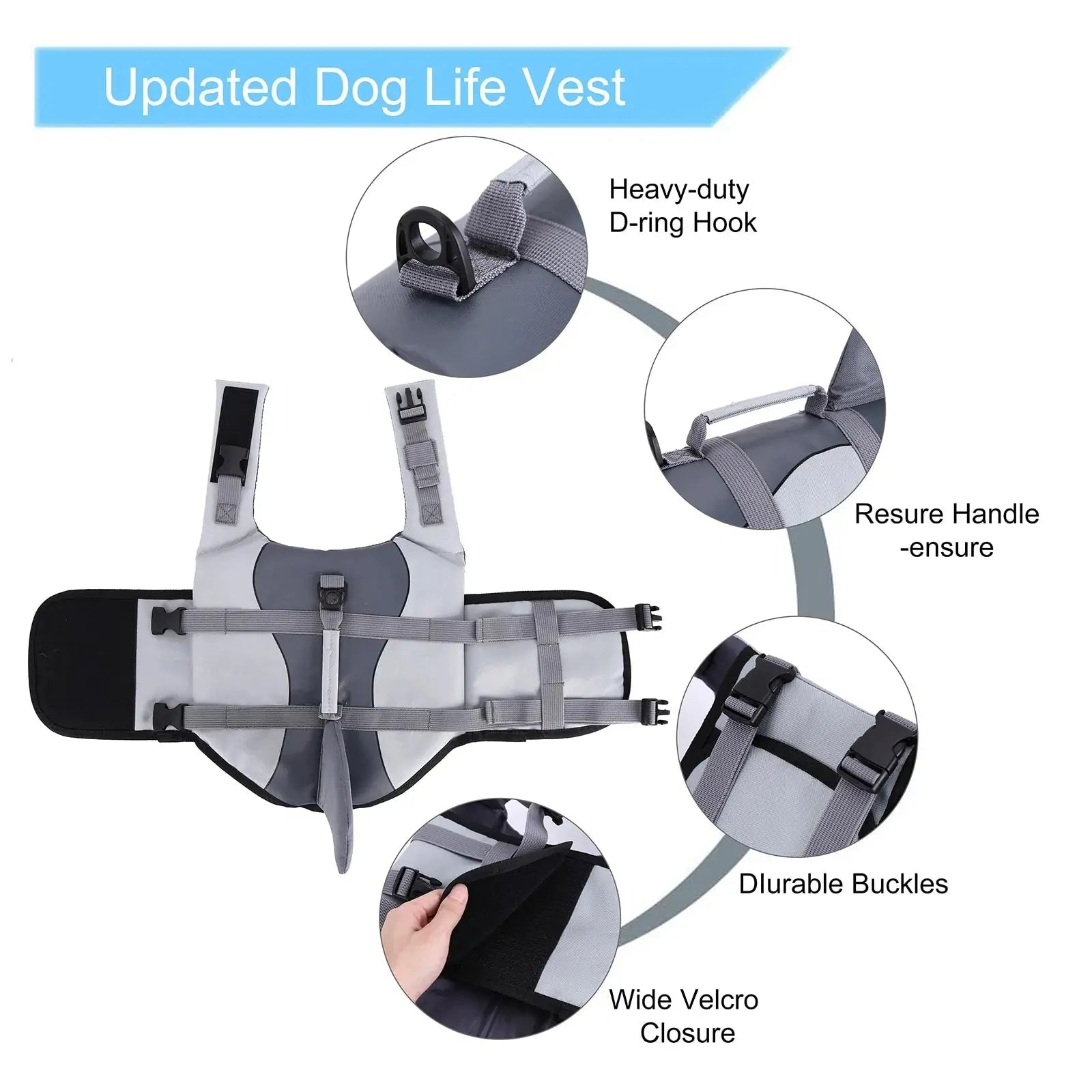 Adjustable Shark Vests For Dog GLR SHOPPING