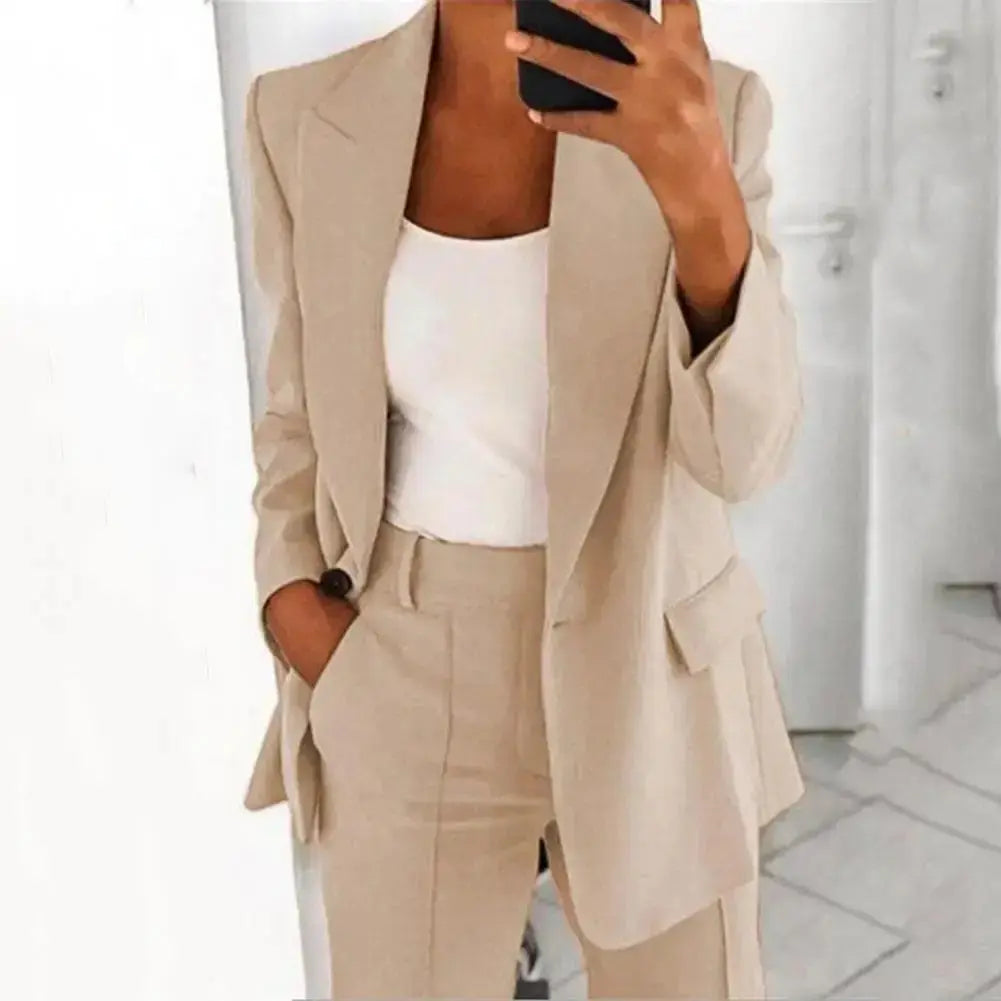 Solid Color Blazer Long Sleeve GLR SHOPPING