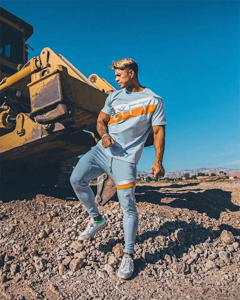 Japan & UK Summer Fitness Sport Running Men's Cotton Short Sleeve T-shirt GLR SHOPPING