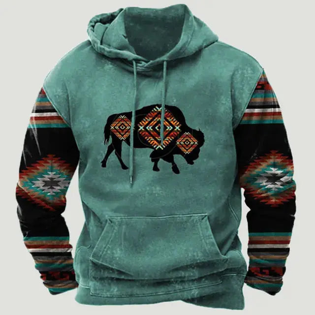 Western Aztec Patchwork Hoodie GLR SHOPPING