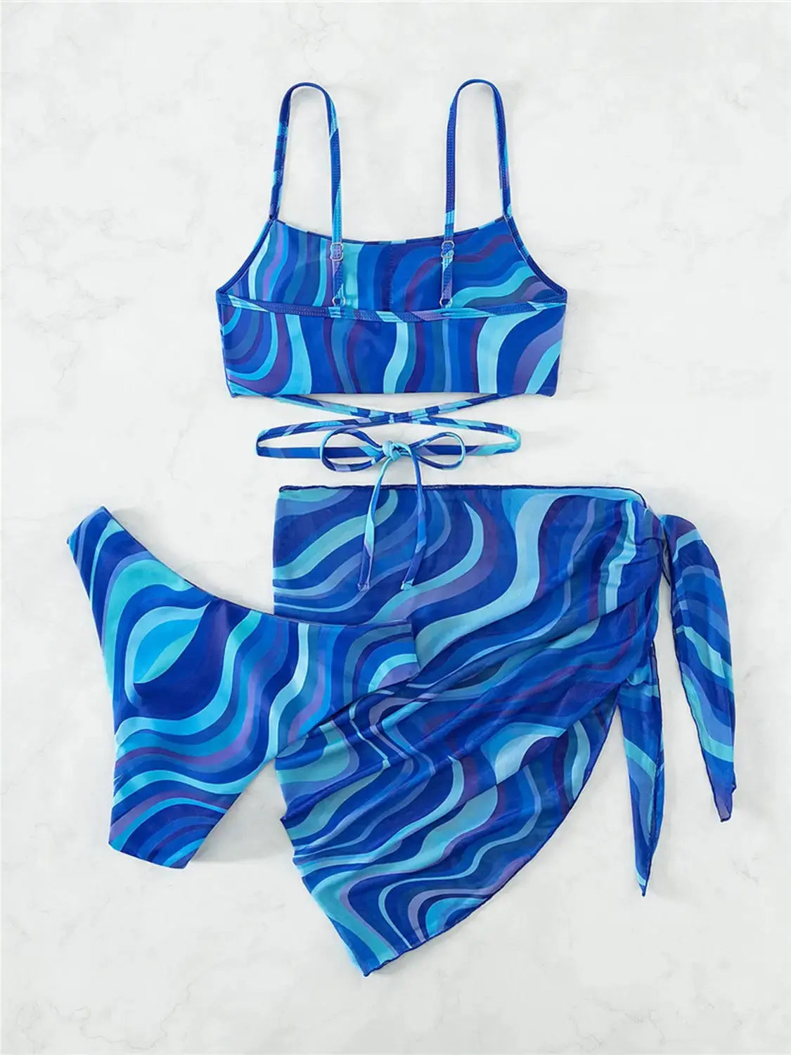 Tied Printed Three-Piece Swimsuit GLR SHOPPING