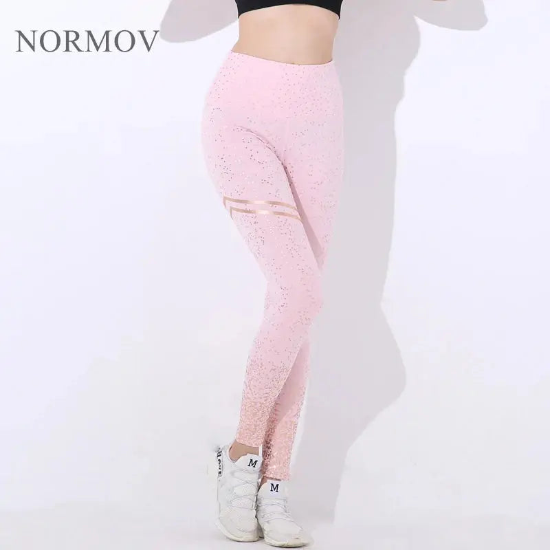 NORMOV New Hotsale Women Gold Print Leggings No Transparent Exercise Fitness Leggings Push Up Workout Female Pants GLR SHOPPING