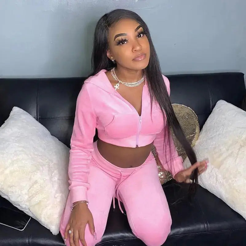 Hooded Coats Crop Tops+Flare Trousers GLR SHOPPING