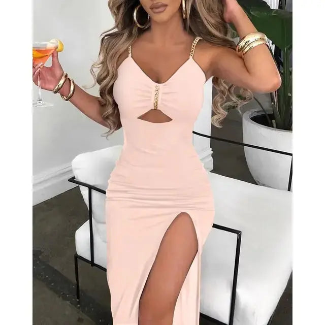 V-Neck High Slit Dress GLR SHOPPING