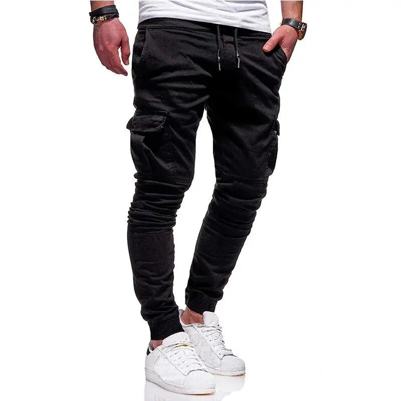 Men's Slim Fit Ankle-tied Pencil Pants with Drawstring and Side Pockets GLR SHOPPING