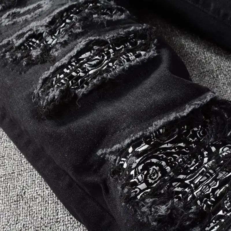 Black Bandanna Ripped Jeans GLR SHOPPING