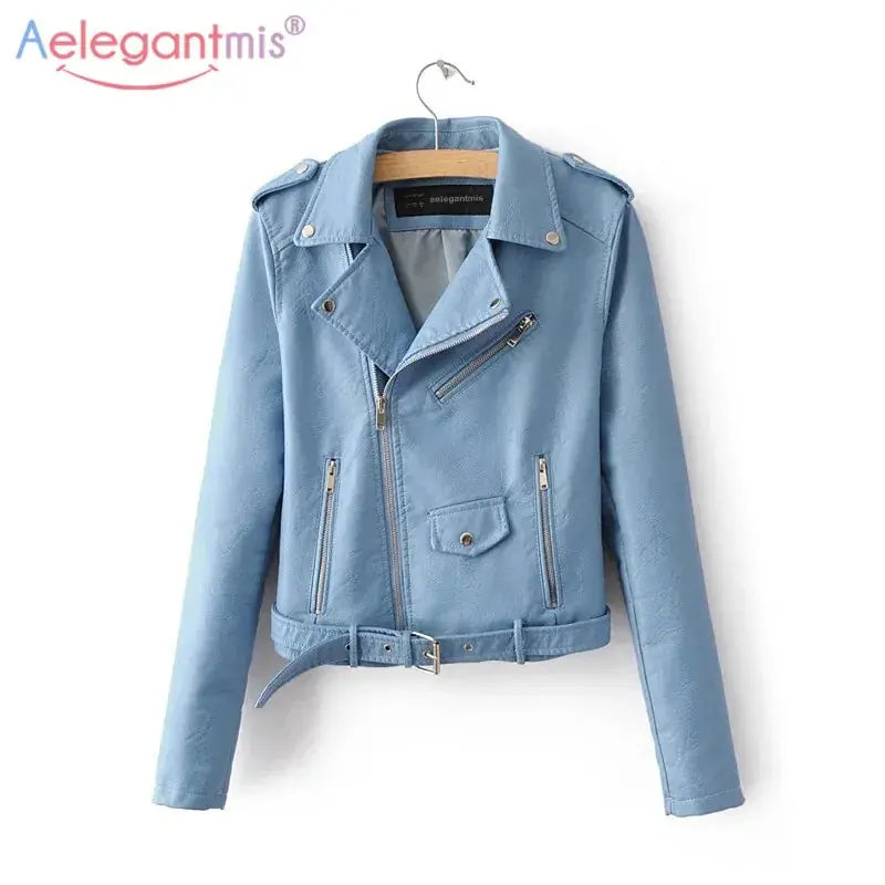 Autumn New Short Faux Soft Leather Jacket Women Fashion GLR SHOPPING