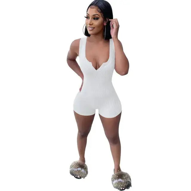Summer Ribbed Knitted Playsuit GLR SHOPPING