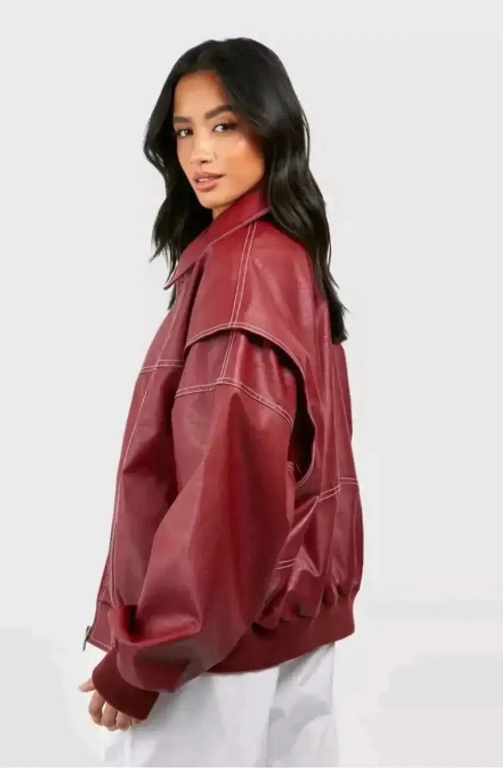 Casual Oversized Leather Jacket Women Fashion GLR SHOPPING