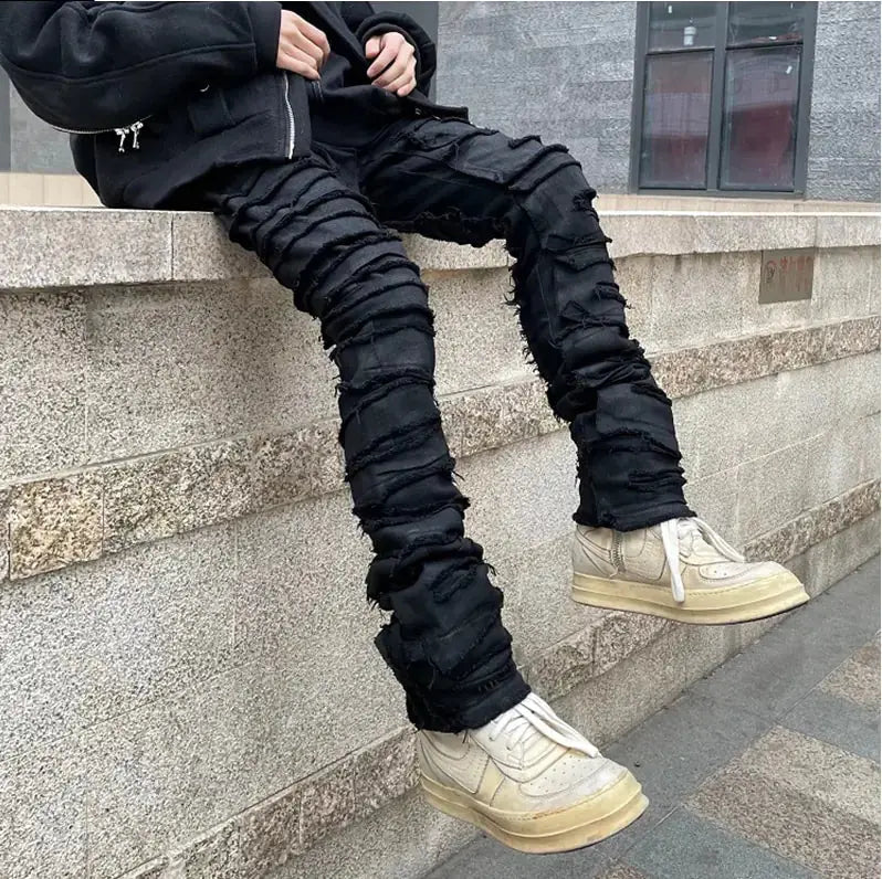 Heavy Industry Hole Frayed Destruction Waxed Jeans GLR SHOPPING