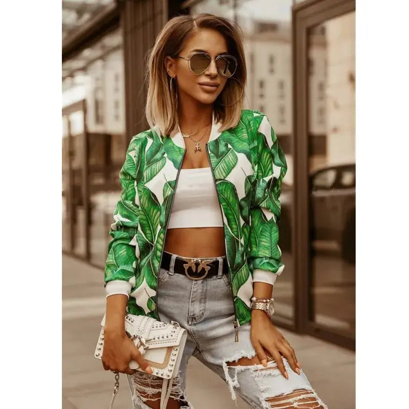 Flower Print Long Sleeve Women's  Jacket GLR SHOPPING