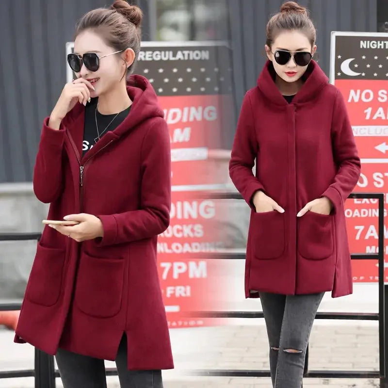 Long Hooded Fleece Coats GLR SHOPPING