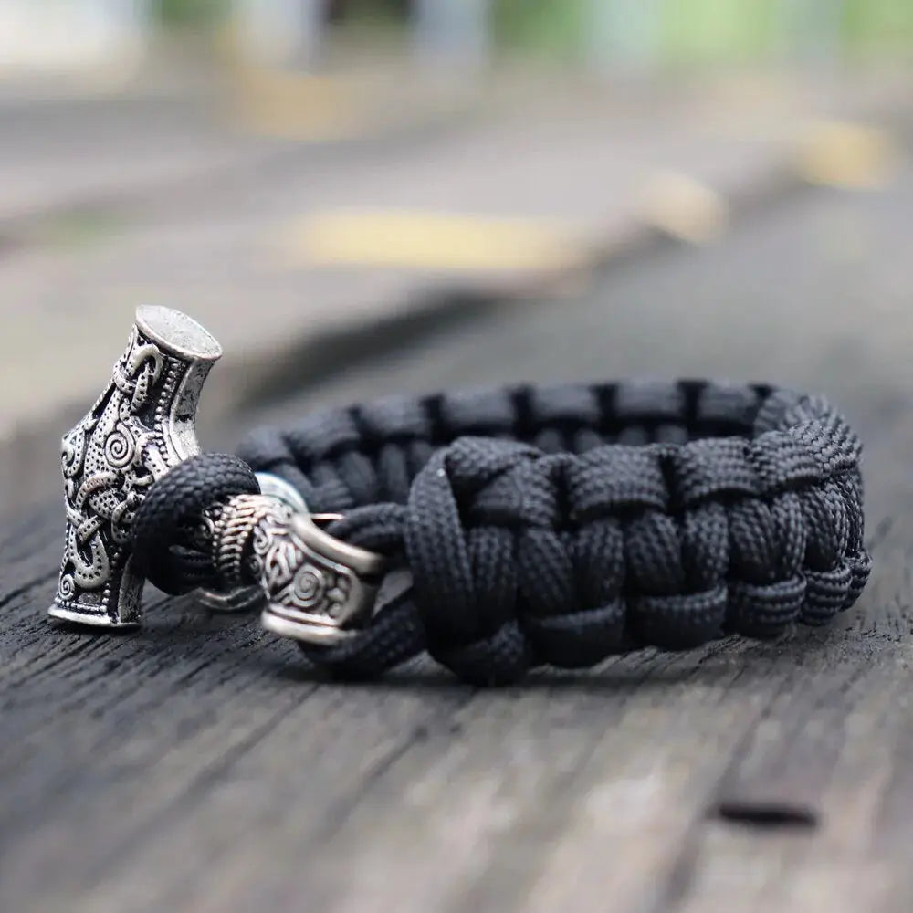 Thor's Hammer Mjolnir Leather Bracelet GLR SHOPPING