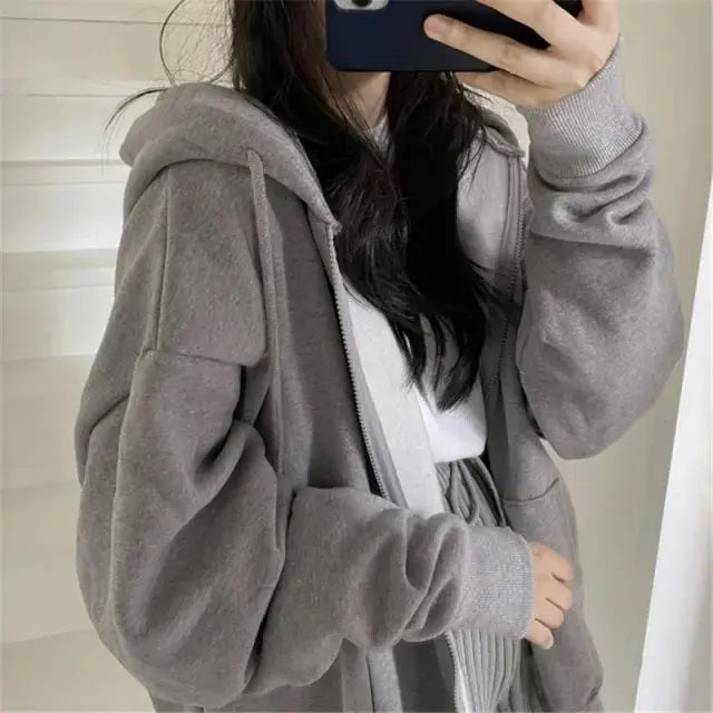 Women Zip Up Letter Printed Streetwear Hoodie GLR SHOPPING