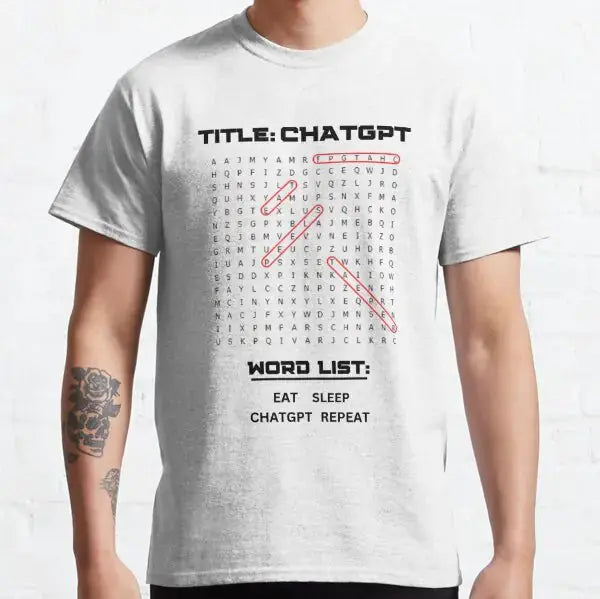 ChatGPT Eat Sleep ChatGPT Reapeat Word Search T-Shirt GLR SHOPPING
