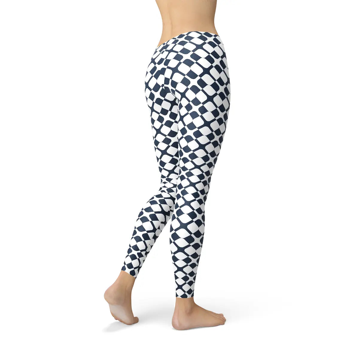 Womens Geometric Blue Tile Leggings - GLR SHOPPING