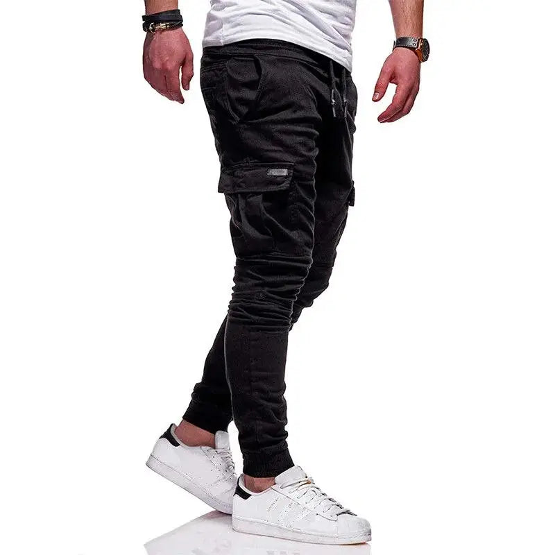 Men's Slim Fit Ankle-tied Pencil Pants with Drawstring and Side Pockets GLR SHOPPING