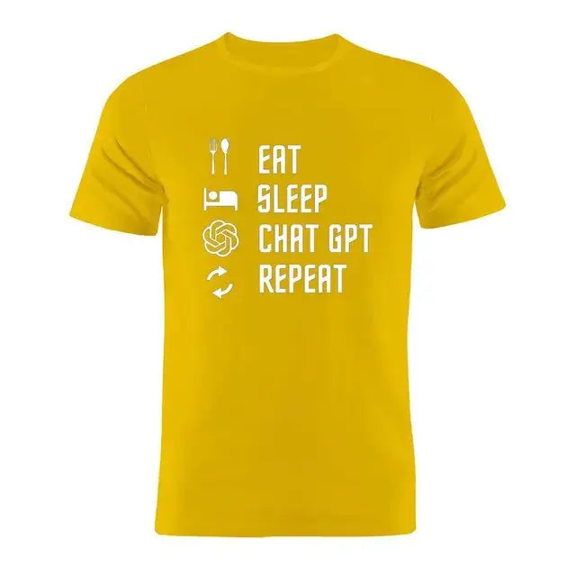 100% Cotton T Shirt Eat Sleep ChatGPT Repeat GLR SHOPPING