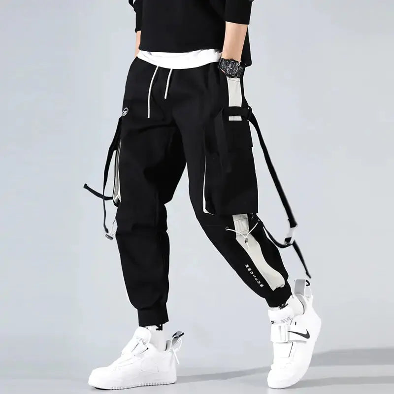 Joggers Men Ribbons Cargo Pants GLR SHOPPING