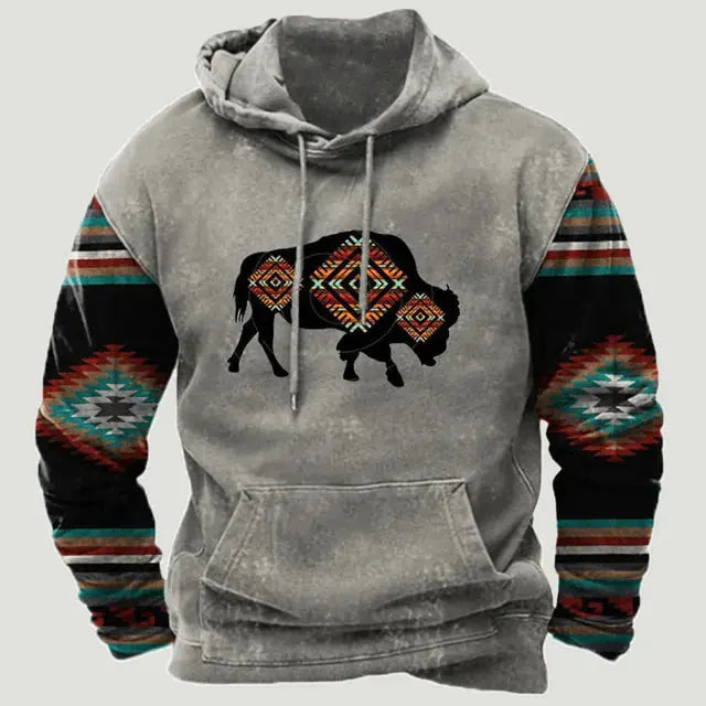 Western Aztec Patchwork Hoodie GLR SHOPPING