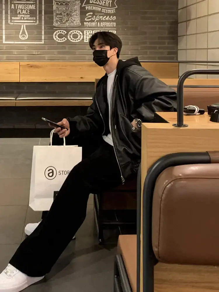 Men's Hooded Leather Jackets GLR SHOPPING