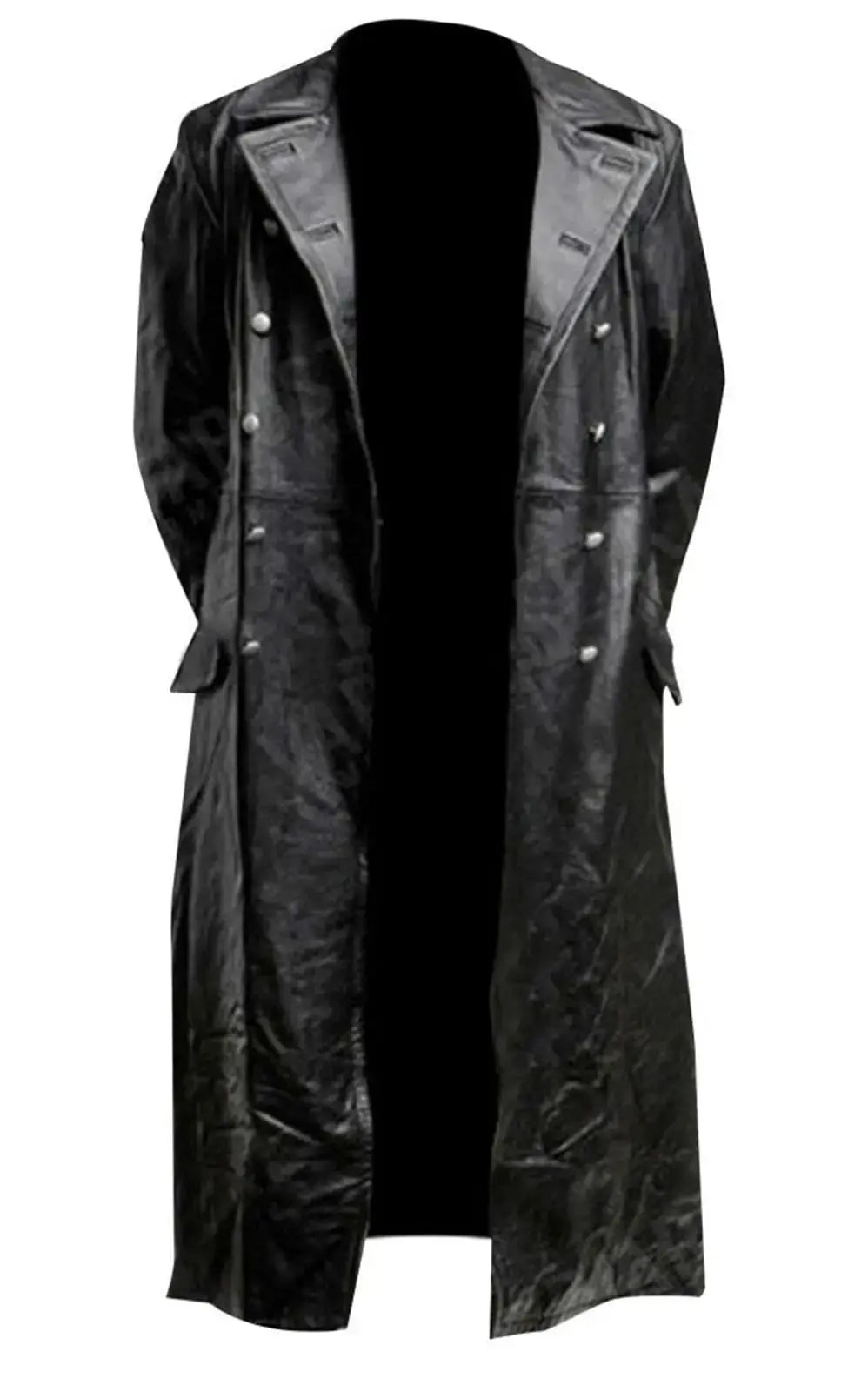 BLACK LEATHER TRENCH COAT GLR SHOPPING