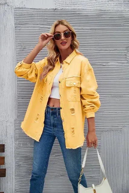 Washed Denim Jacket for Women GLR SHOPPING