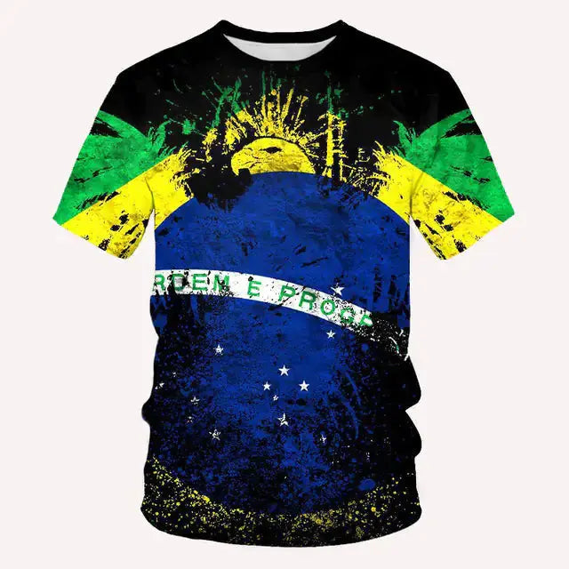 Camiseta Gola Redonda Masculina Brasil GLR SHOPPING