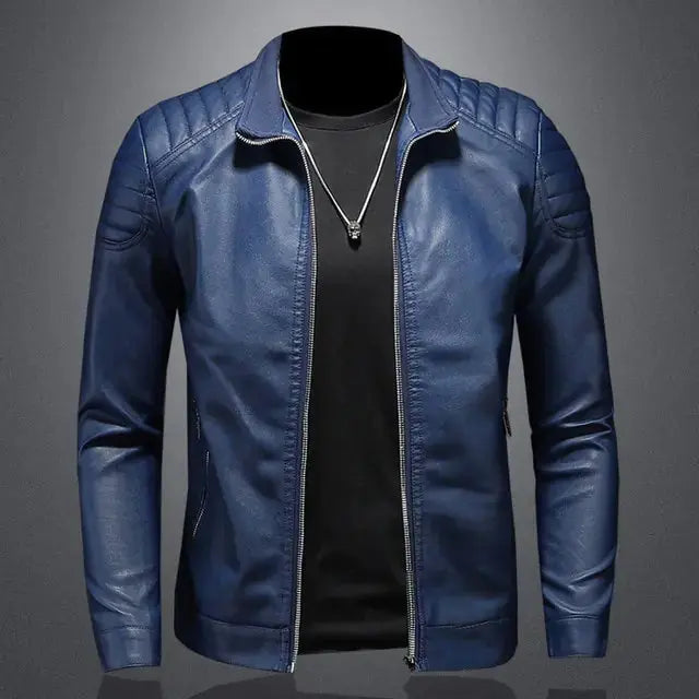 Men's Motorcycle Slim Streetwear PU Leather Jacket GLR SHOPPING