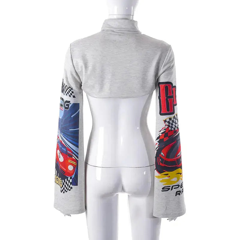 Speed Racing Cropped Knit Turtleneck Top GLR SHOPPING
