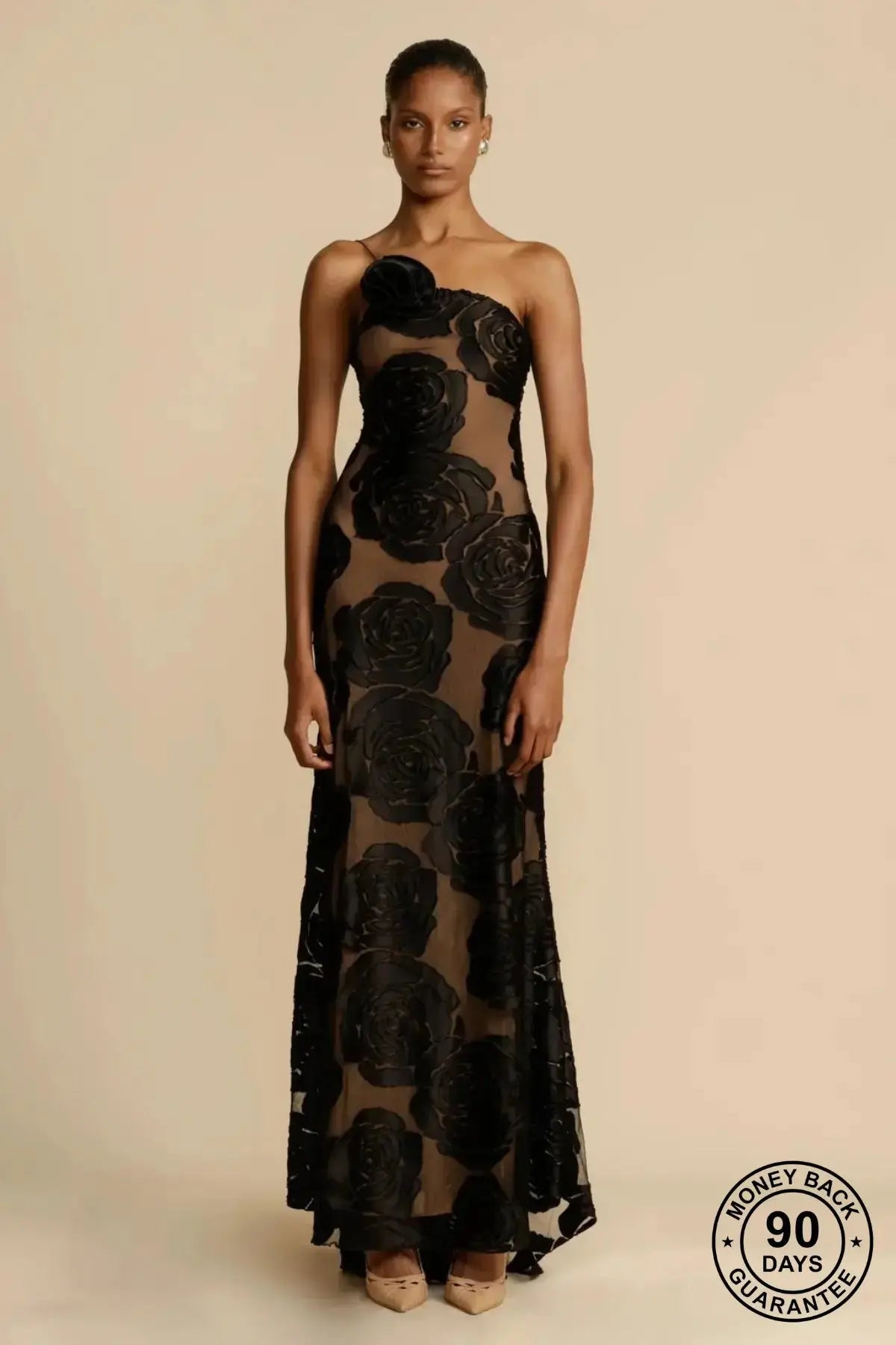 Diagonal Collar Evening Dress GLR SHOPPING