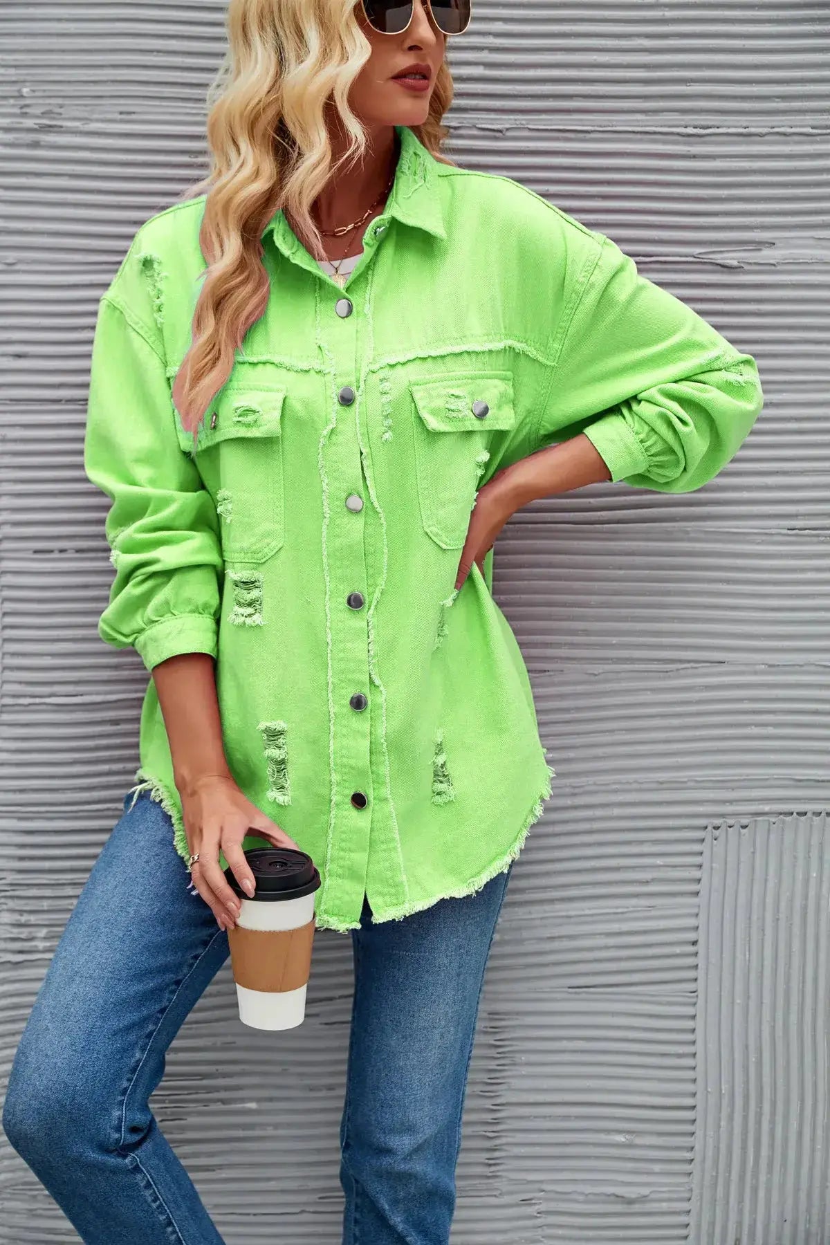 Washed Denim Jacket for Women GLR SHOPPING