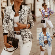 Flower Print Long Sleeve Women's  Jacket GLR SHOPPING