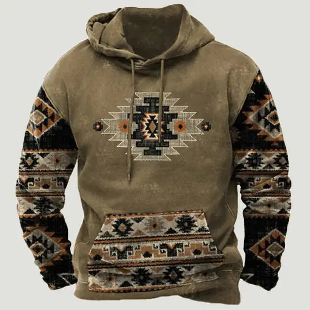Western Aztec Patchwork Hoodie GLR SHOPPING