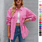 Washed Denim Jacket for Women GLR SHOPPING