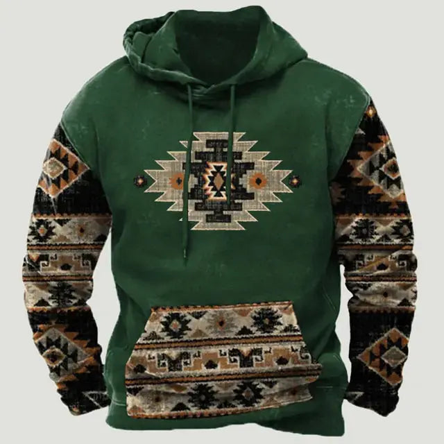 Western Aztec Patchwork Hoodie GLR SHOPPING