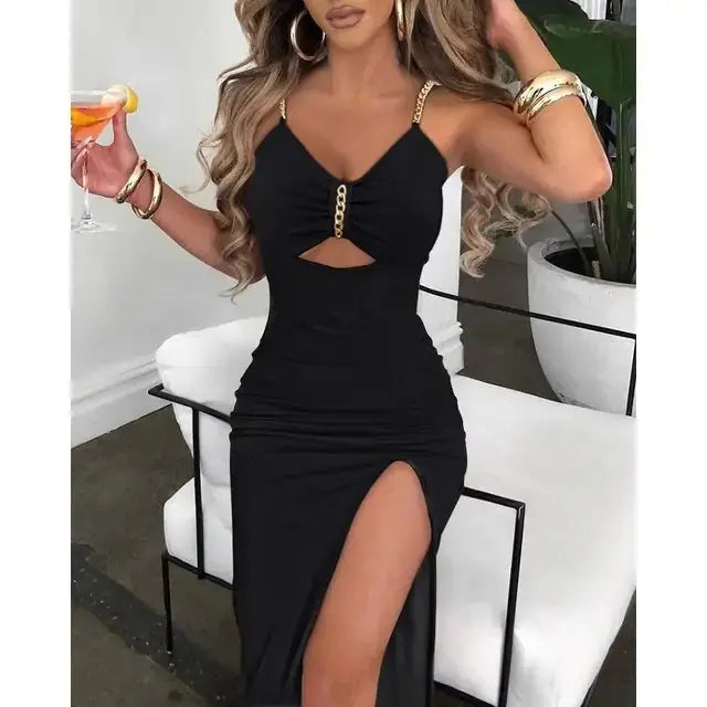 V-Neck High Slit Dress GLR SHOPPING