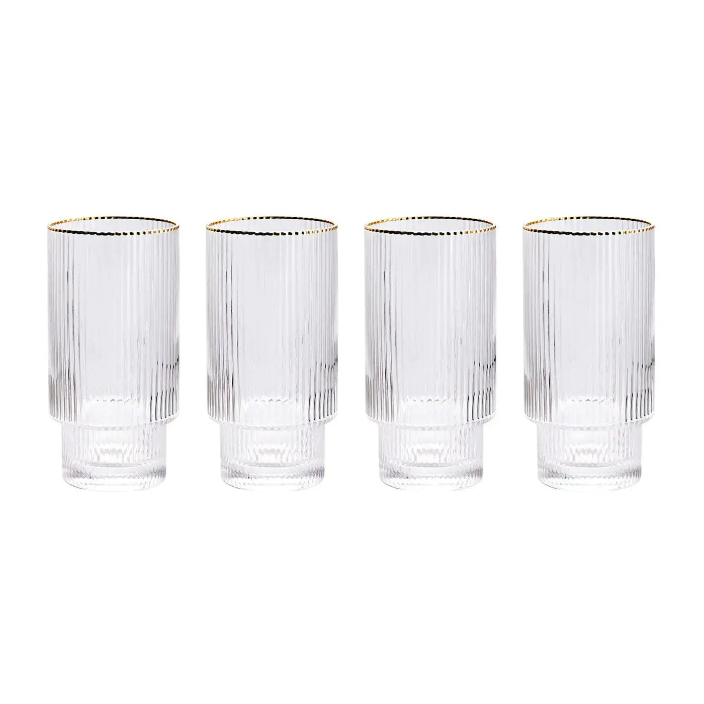 Stackable Gold Rim Ripple Drinking Glass GLR SHOPPING