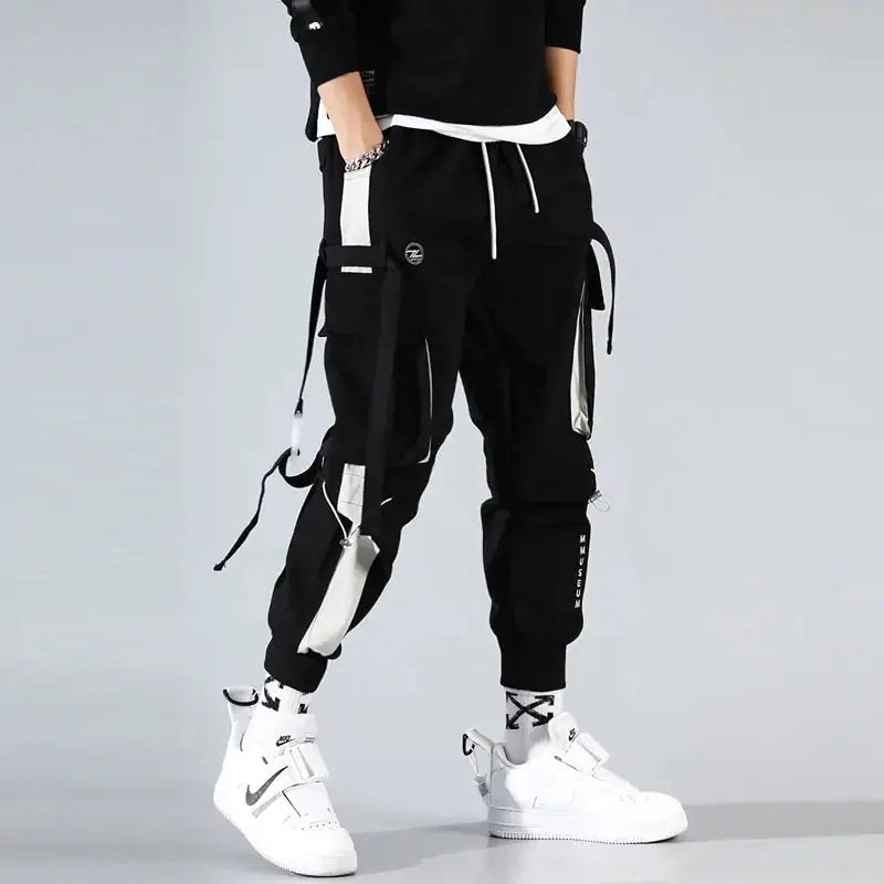 Joggers Men Ribbons Cargo Pants GLR SHOPPING
