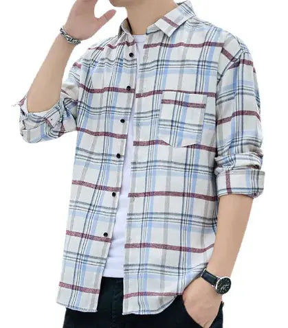 Plato White Plaid Long Sleeve GLR SHOPPING