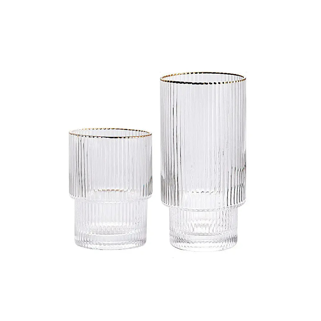Stackable Gold Rim Ripple Drinking Glass GLR SHOPPING