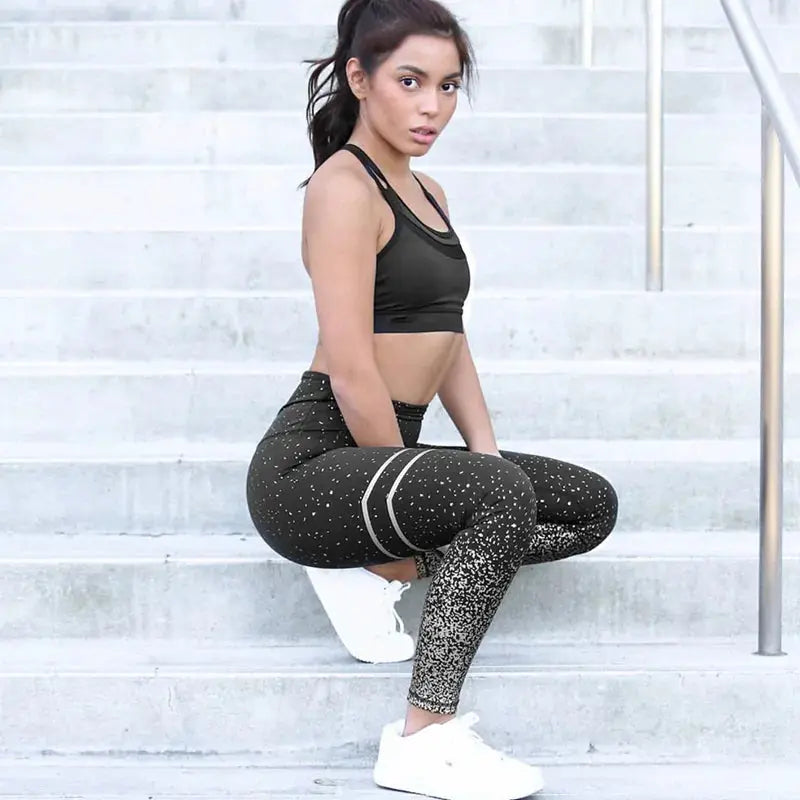 NORMOV New Hotsale Women Gold Print Leggings No Transparent Exercise Fitness Leggings Push Up Workout Female Pants GLR SHOPPING
