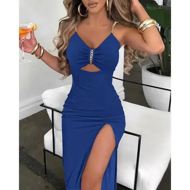 V-Neck High Slit Dress GLR SHOPPING