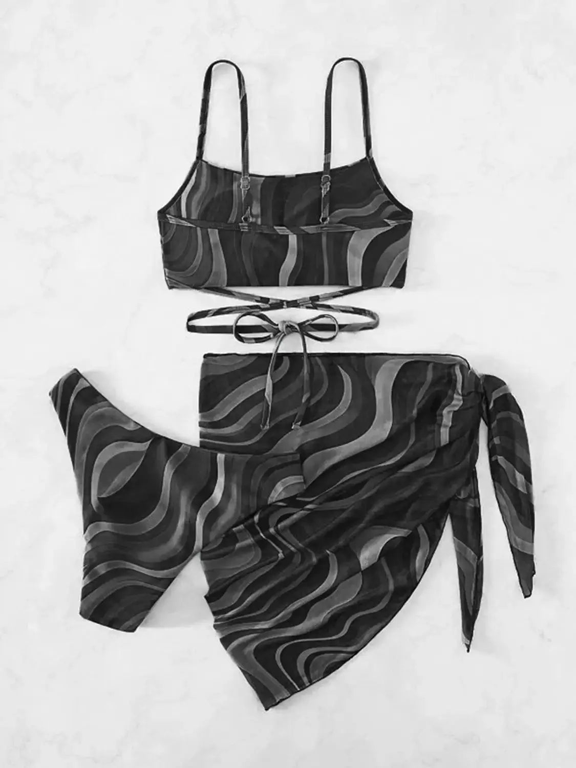 Tied Printed Three-Piece Swimsuit GLR SHOPPING