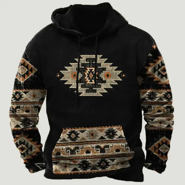 Western Aztec Patchwork Hoodie GLR SHOPPING