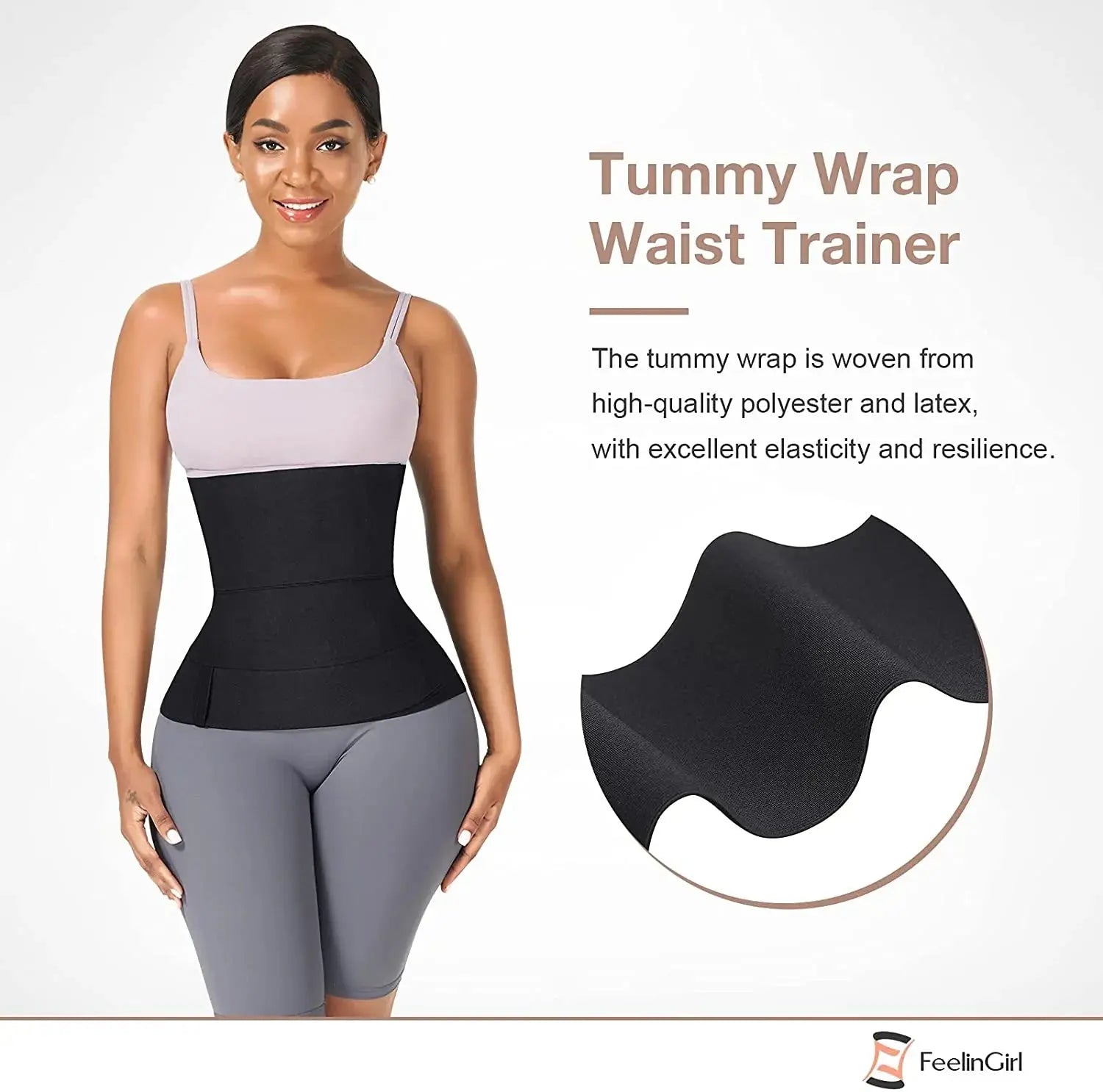 Waist Trainer for Women Belt Tummy Wrap Black GLR SHOPPING