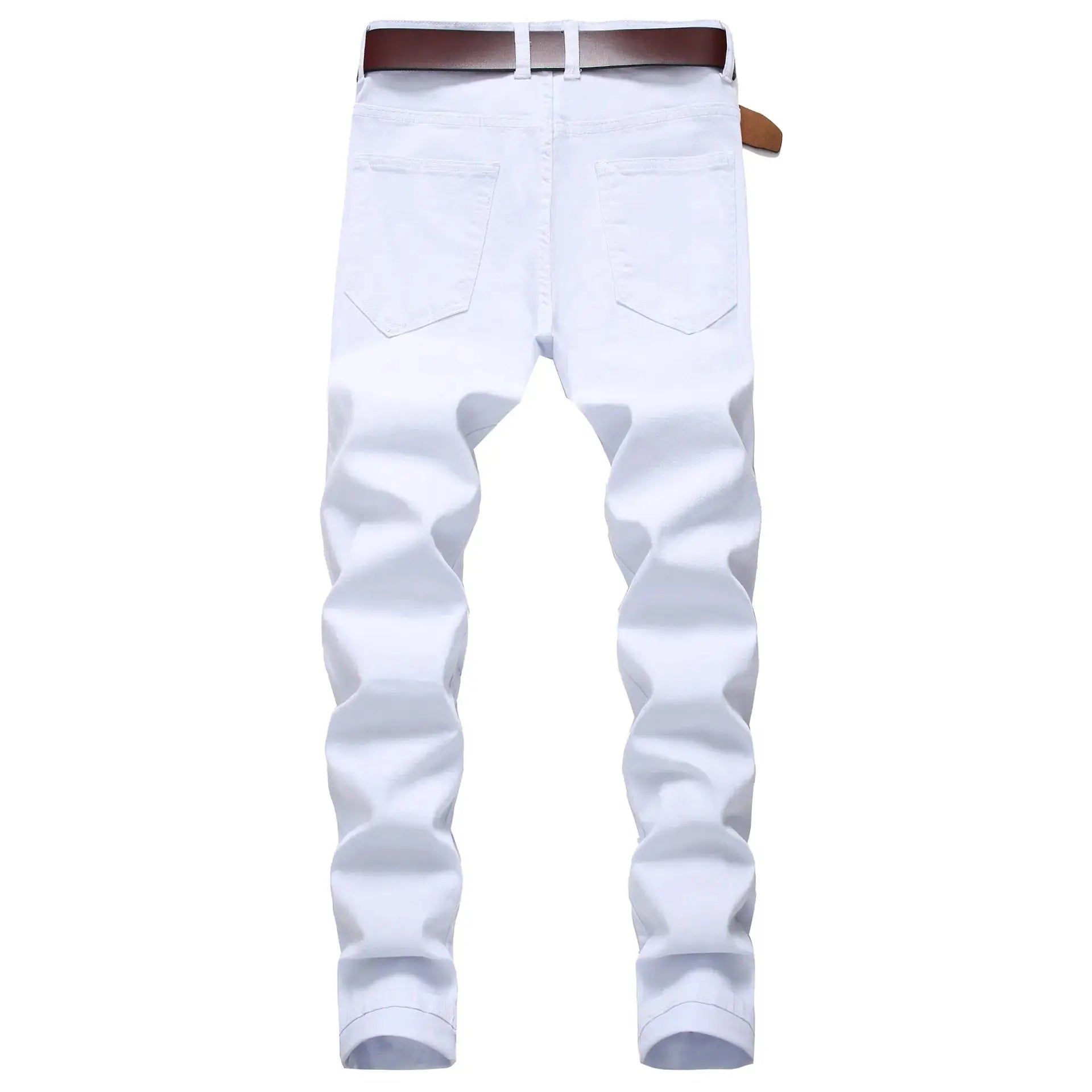 White Straight Jeans Ripped Distressed Jeans GLR SHOPPING
