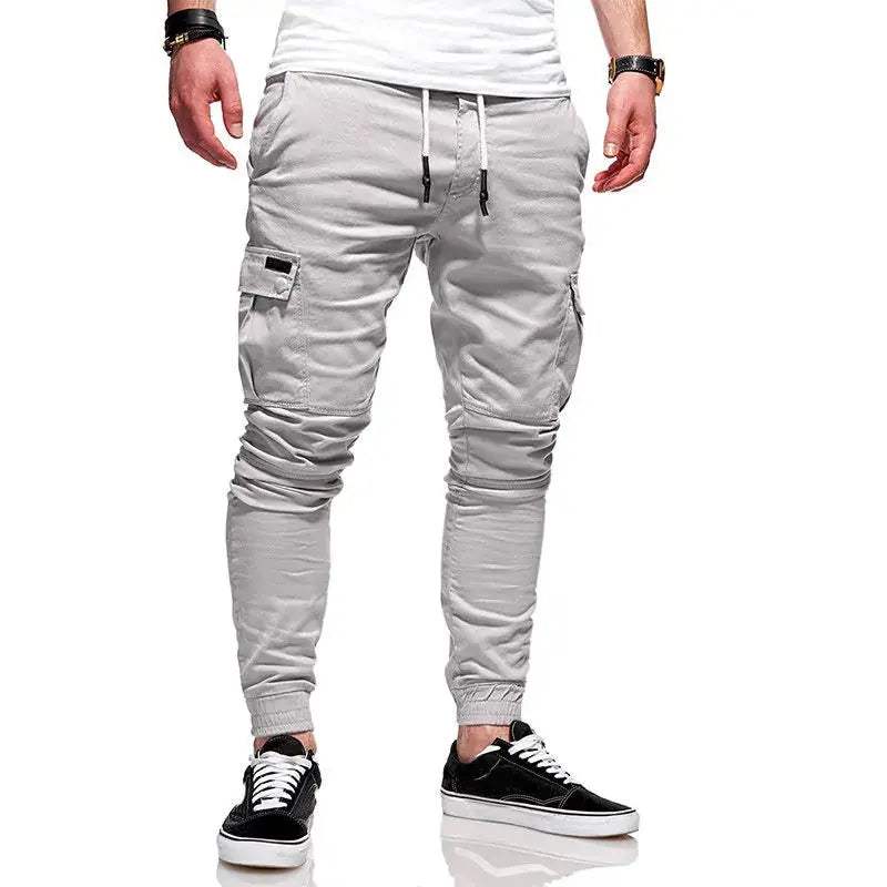 Men's Slim Fit Ankle-tied Pencil Pants with Drawstring and Side Pockets GLR SHOPPING