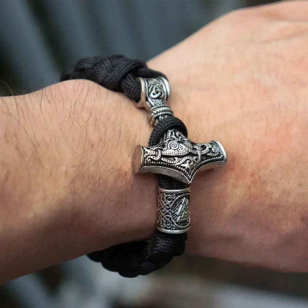 Thor's Hammer Mjolnir Leather Bracelet GLR SHOPPING